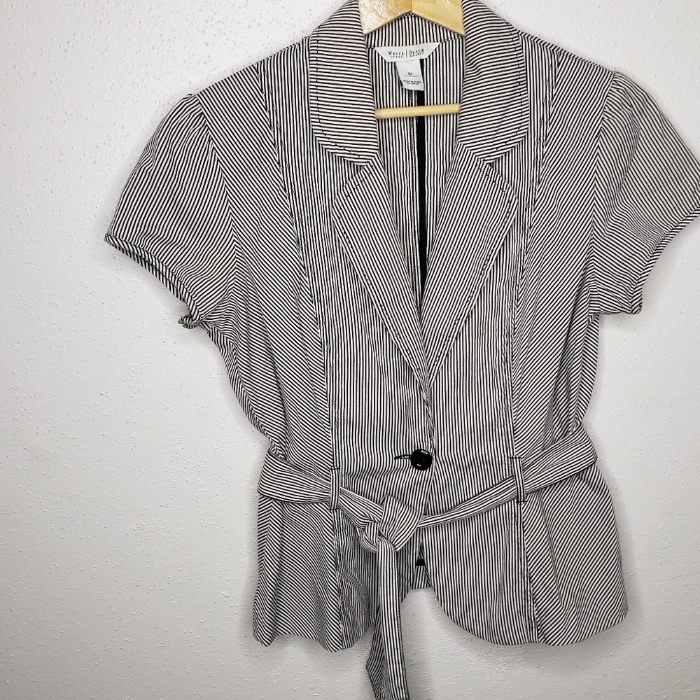 White House Black Market Black and White Striped Blazer